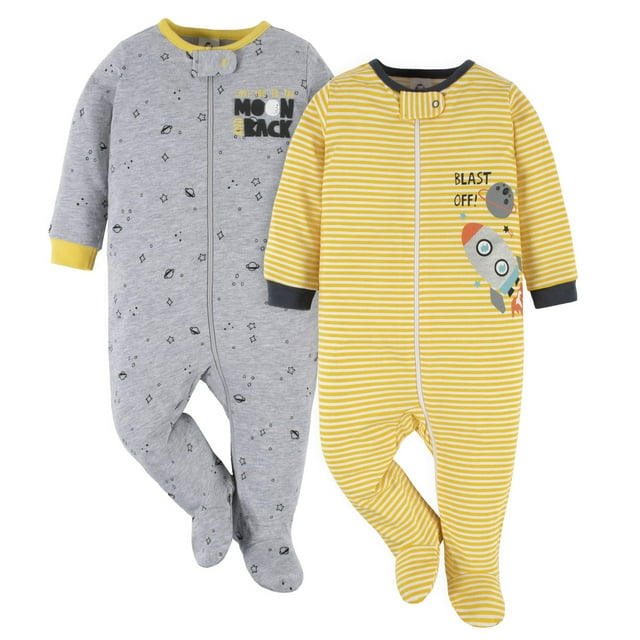 Gerber Mameluco Para Bebé Pack 2 100% Algodón Con Pies ropa dormir recién nacido