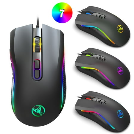 RGB Wired Gaming Mouse, 7200 DPI Gaming Mouse Wired with RGB Backlit, 7 Programmable Buttons, Ergonomic Mouse with Breathing Light Comfortable Grip for Windows PC Gamers (Best Windows 8 Start Button)