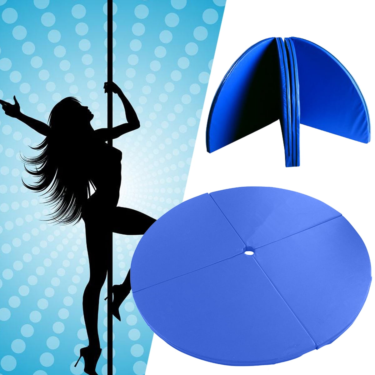 Dia 4ft x 4" Pole Dance Mat Foldable Yoga Safety Dancing Cushion Crash Mat Floor Home Gym