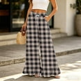 thumbnail image 2 of Sewkxo Womens Wide Leg Pants Drawstring Elastic High Waisted Ruffle Hem Palazzo Pants with Pockets,Camel 2XL, 2 of 6