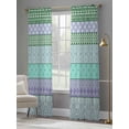 thumbnail image 4 of Purple Green Boho Sheer Curtains 84 Inch Length 2 Panels Set, Vintage Ethnic Tribe Abstract Art Voile Window Treatment Rod Pocket Curtains Sheers Drapes for Bedroom/Living Room/Kitchen 52"x84"x2, 4 of 7