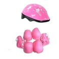 thumbnail image 1 of Kit de 7 protectores de patineta para niños, de PVC, para casco, rodillas, codos y muñecas, para patinaje y ciclismo, color rosa, 1 of 3