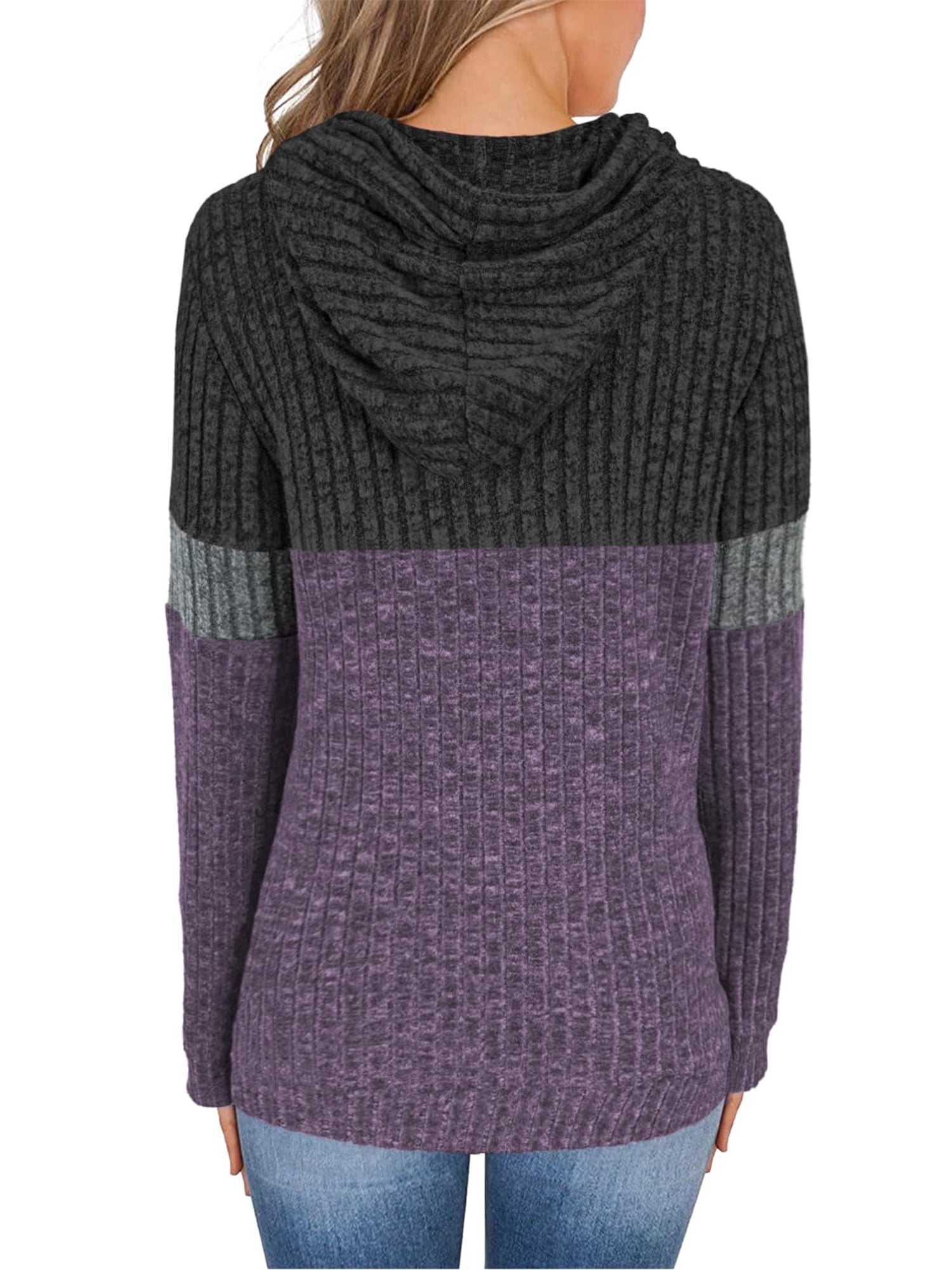 TEMOFON Hoodies for Women Long Sleeve Pullover Sweatshirts Casual Fall Tunic Tops with Pocket Drawstring Hooded Sweaters Winter Clothes