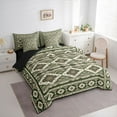 thumbnail image 3 of Feelyou Retro Aztec Bedding Comforter Set 7pcs, Green Triangle Abstract Full Bedding Set, 3 of 8