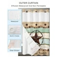thumbnail image 2 of No Hook Cloth Fabric Shower Curtain with Snap in Liner, Western Texas Star Green Waterproof Shower Curtains Set with See Through Top Window, Farmhouse Brown Country Vintage Bath Curtains 54"x78", 2 of 6