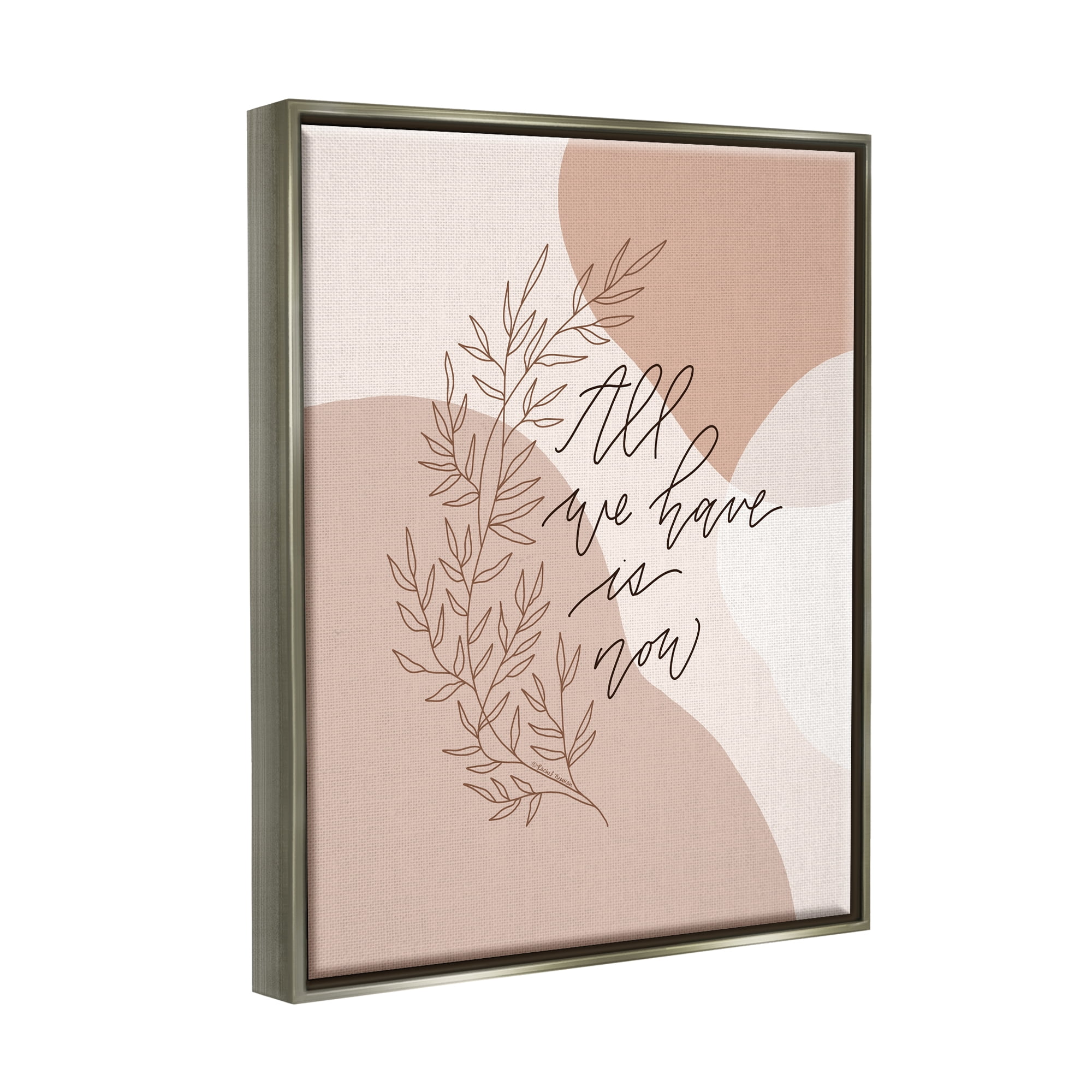 Stupell Industries All We Have Is Now Botanical & Floral Painting Gray Floater Framed Canvas Art Print Wall Art, 17 x 21