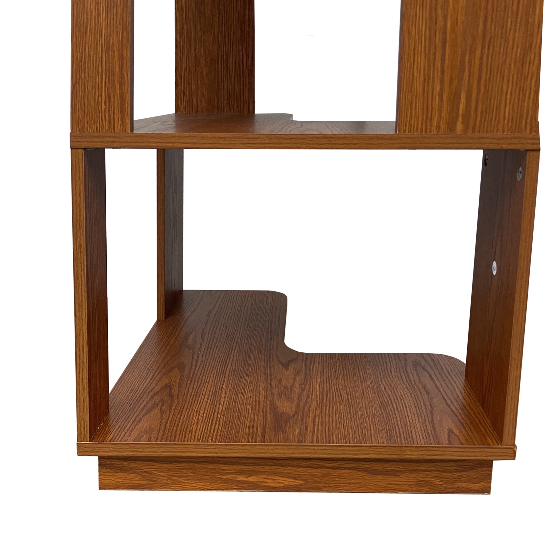Noble House Vayen 65" L-Shaped Corner Bookshelf, 6-Tier Anti-Drop Wooden Bookcase, Open Storage Rack, Dark Oak