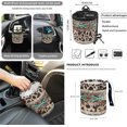 thumbnail image 4 of Jeiento Cow Print Front Car Seat Covers Full Set 12 PCS with Steering Wheel Cover Seat Belt Pads Armrest Cover Coasters Trash Bin Hanging Storage Bag Coasters Rearview Mirror Cover Key Ring Brown, 4 of 7