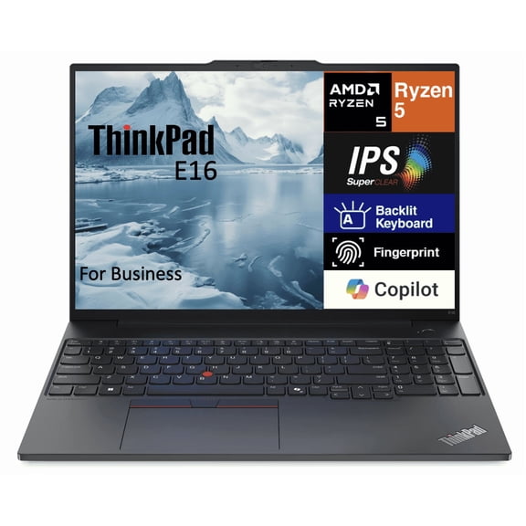 Lenovo ThinkPad E16 Gen 2 Business Laptop 16.0in IPS FHD  Display (AMD Ryzen 5 7535U (beats Ryzen 5 7530U), 16GB DDR5, 512GB PCIe SSD, Backlit, Fingerprint, 1080p Webcam, WiFi 6, Copilot, Win 11 Pro)