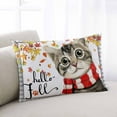 thumbnail image 2 of Fall Throw Pillow Cover 16 x 24 Inch Decorative Pillow Cover Thanksgiving Autumn Cat Leaves Retro Maple Leaf Gray Plaid Lumbar Pillowcase Seasonal Rectangle Cushion Case for Couch Sofa Bedroom, 2 of 7