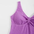 thumbnail image 5 of WCMZJ Women One Piece Swimsuit Solid Ribbed Textured Monokini Swimwear V Neck Low Back Bathing Suit Purple S, 5 of 6