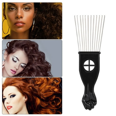 Metal Afro Comb African American Pick Comb Hair Brush Hairdressing Styling Tool Black