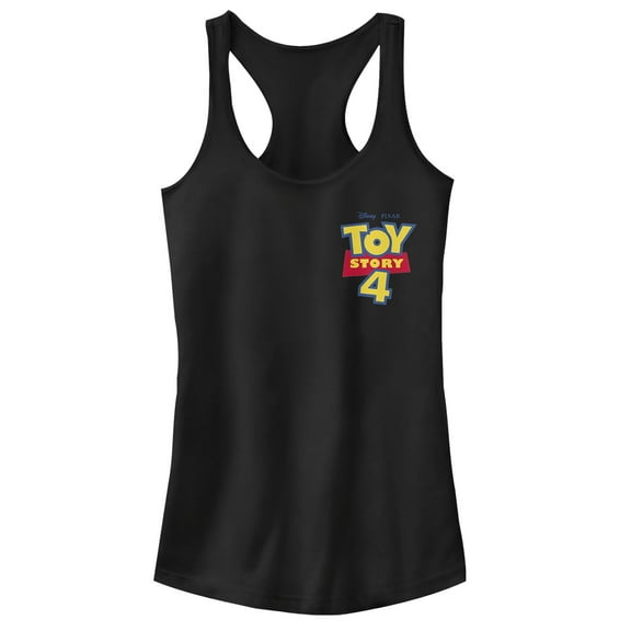 Junior's Toy Story Bold Logo Badge  Racerback Tank Top Black Small