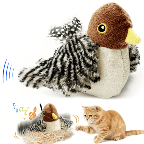 LANHUE Interactive Cat Toys for Indoor Cats, No Flying, Flapping Wings with Chirp Sound, Touch Activated Kitten Toys for Boredom, Rechargeable Kitty Supplies for Exercise