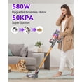 thumbnail image 3 of SU7 Cordless Vacuum Cleaner 580W 50Kpa 80 Minutes Runtime Stick Vacuum with Screen Anti- Lightweight LED Vac for Carpet Hardwood,, 3 of 6