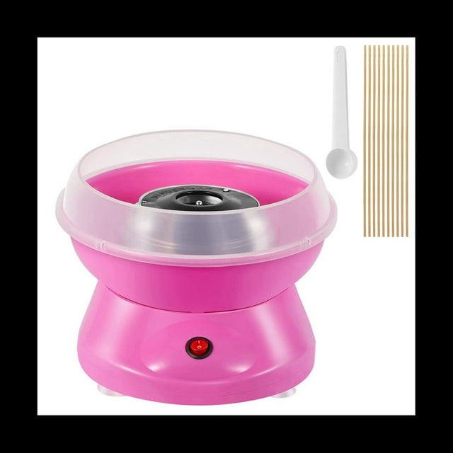 Cotton Candy Machine ,Mini Electric Cotton Candy Maker with Splash-Proof Plate Kids Party,US Plug,1 x Cotton Candy Machine 10 x candy sticks 1 x candy spoon,Pink