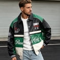 thumbnail image 5 of RAOENJADO Men's PU Leather Motorcycle Jacket Vintage Racer Style for Streetwear Green XL, 5 of 9