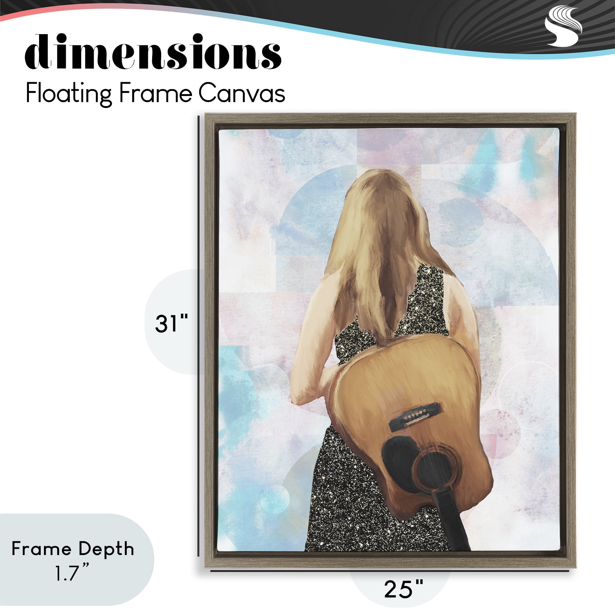 Stupell Industries Dreaming With My Guitar Brown Framed Floater Canvas Wall Art, design by Dan Meneely