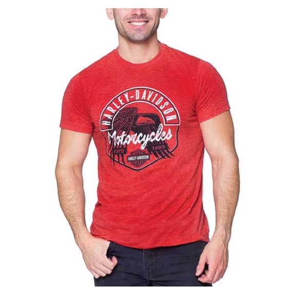 Harley-Davidson Men's Approach Crew-Neck Short Sleeve T-Shirt, Heather Red (S), Harley Davidson