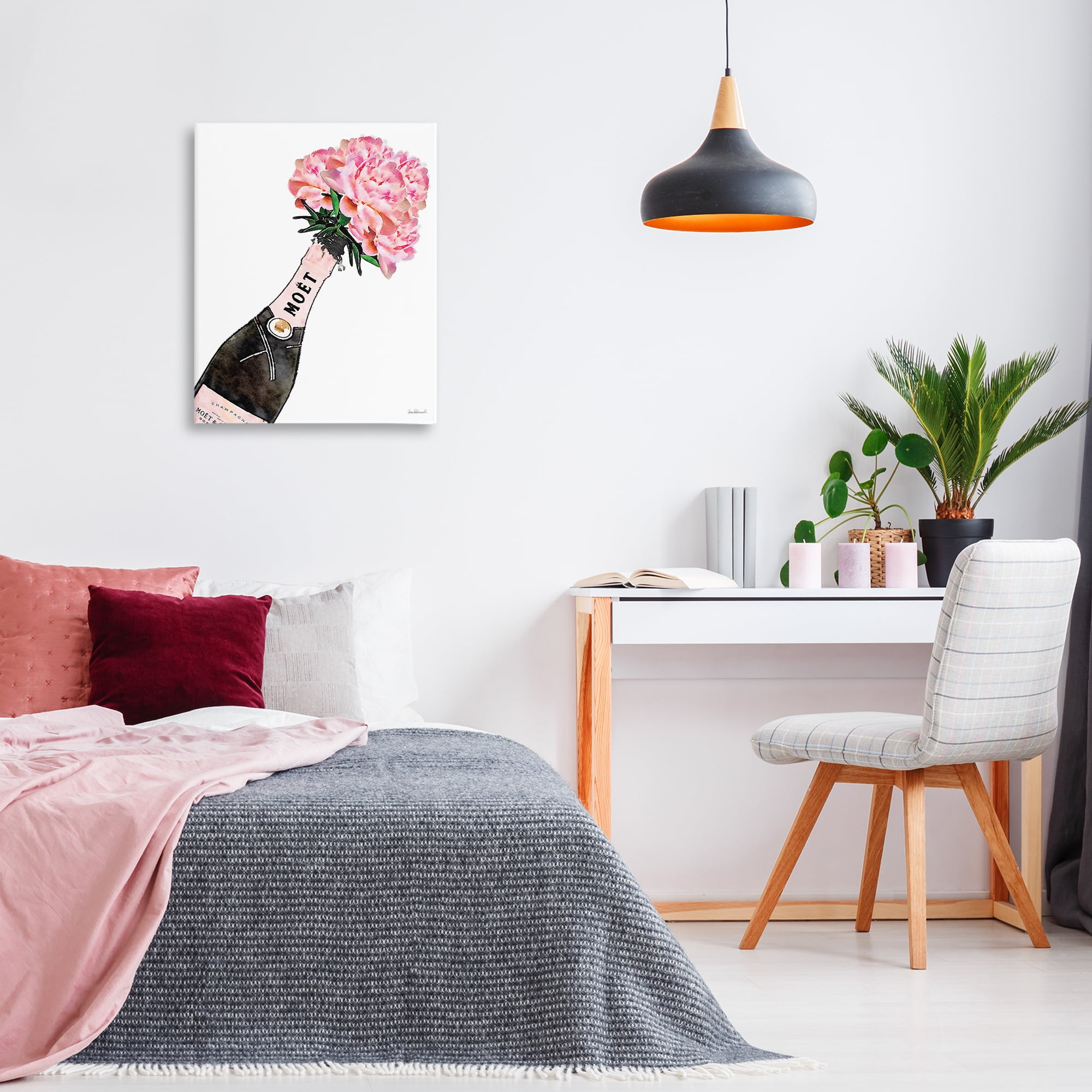Stupell Industries Pink Champagne Bouquet Botanical & Floral Painting Gallery Wrapped Canvas Art Print Wall Art, 24 x 30