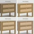 thumbnail image 3 of SICOTAS Nightstand for Small Spaces, Rattan Night Stands with 2 Drawers and Storage Shelf, Boho Bedside Table End Table for Bedroom Living Room Hallway,Cherry Oak, 3 of 11