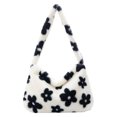 thumbnail image 1 of 1pc bolso de hombro peluche mujer bolsa de axilas de flores patrón de flores bolsa de hombro, 1 of 5