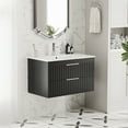 thumbnail image 3 of Tolead 30-Inch Floating Bathroom Vanity with Sink, White Ceramic Cabinet with 2 Drawers, Black, 3 of 7