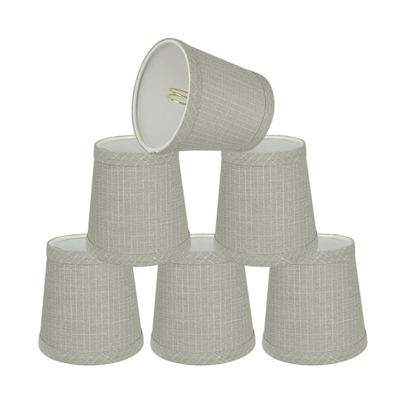 Aspen Creative 32721-6 Small Hardback Empire Shape Chandelier Clip-On Lamp Shade Set (6 Pack), Transitional Design in Grey, 4" bottom width (3" x 4" x 4")