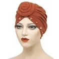 thumbnail image 2 of Women Knotted Turban Hat African Turban Beanie Pre-Tied Bonnet Cap Headwrap, 2 of 5