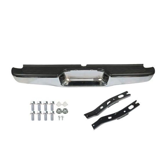 Fit for Toyota Tacoma (1995-2004) Electroplated Metal Rear Step Bumper Chrome, 2283598113 TO1102215, Black & Silver Chrome
