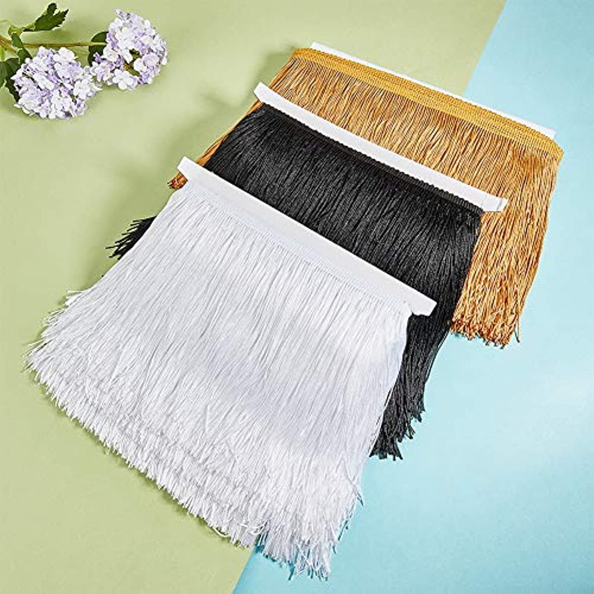 11 Yards of 6 Inch Fringe Trim Lace Tassel White Chainette Fringe Trim Ribbon for Latin Dance Dress DIY Clothing Embellishment Lamp Shade and Pillow Decorations