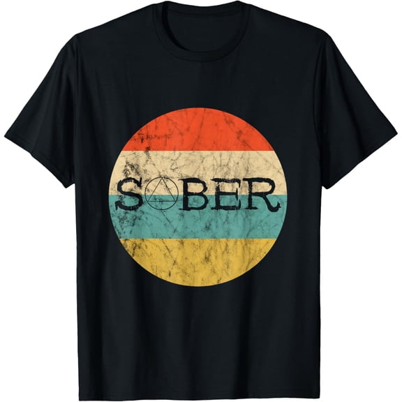 t-shirt Sober Recover Retro Vintage Sunset Sobriety Abstinence T-Shirt.