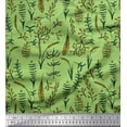 thumbnail image 1 of Soimoi Green Modal Satin Fabric Artistic Leaves Stripe Print Fabric by the Yard 42 Inch Wide, 1 of 3