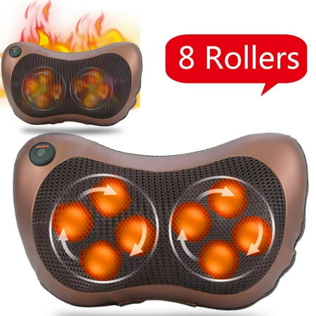Dioche 8 Heated Rollers Shiatsu Back Neck Massager, Deep Tissue Kneading Shoulder Back Foot Electric Massage Pillow, Relaxation Gifts for Dad,