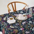 thumbnail image 2 of Retro Bird Floral Tablecloth, Bohemia William Morris Original Design Print Table Cover for Home Picnic Party Dining Room Kitchen Decor, (Pink Strawberry Thief) 55x55inch, 2 of 6