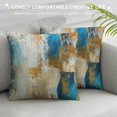 thumbnail image 3 of Nawypu  Abstract Throw Pillow Soft Cushion Cover 'Golden Brush Strokes Paint Brush Strokes' Transitional Pattern Decorative Square Accent Pillow Case,  Blue, Gold, 3 of 5