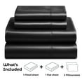 thumbnail image 4 of Satin Sheets Queen [4-Piece, Black] Hotel Luxury Silky Bed Sheets - Extra Soft 1800 Microfiber Sheet Set, Wrinkle, Fade, Stain Resistant - Deep Pocket Fitted Sheet, Flat Sheet, Pillow Cases, 4 of 8