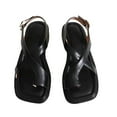 thumbnail image 2 of Viluyesy Sandals for Womens, X-Strap Comfort Ankle Buckle Trendy Roman Flat Shoes Black, 2 of 5
