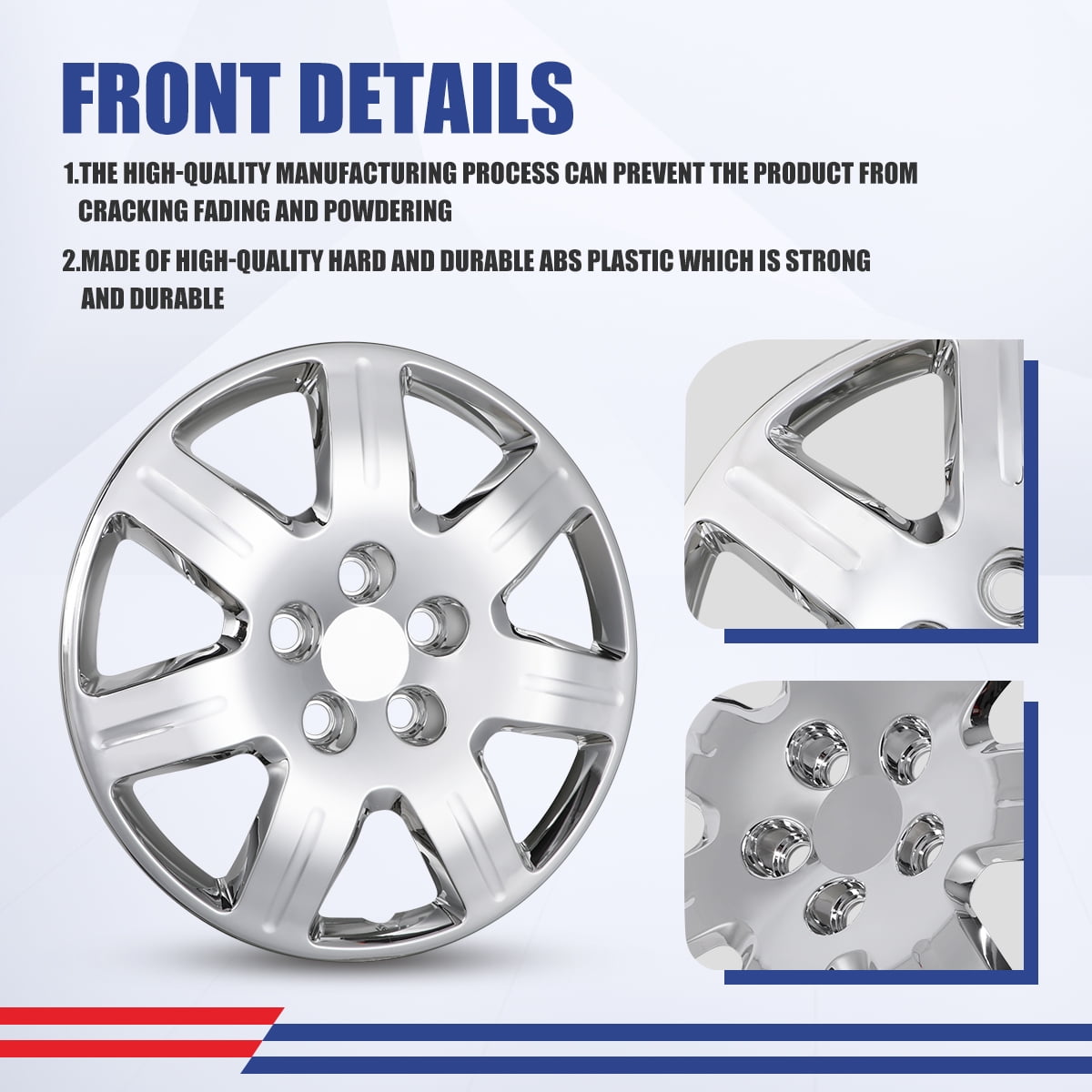 4pcs/Set 16" Hubcaps Wheel Rims Cover for 2006-2011 Honda Civic Compatible with Steel Wheels Bolt on Installation ABS+PC Material(16-inch,Chrome)