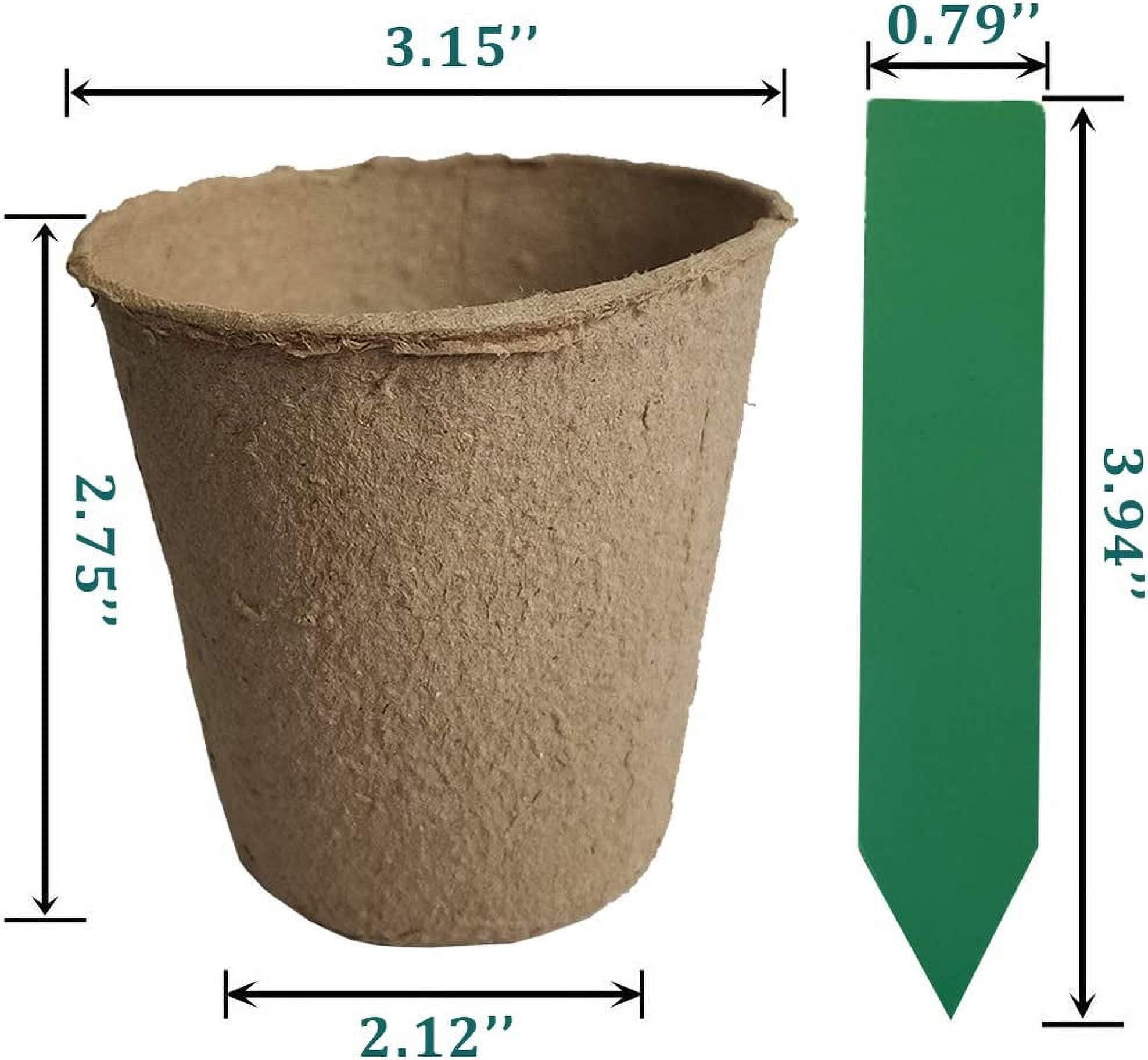 3 inches Biodegradable Seedling Peat Pots 100 Pack, Peat Pots for Plants Seed Starter, Indoor Planting Cups for Seedlings with 100 Pack Plant Markers