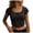 Black, variant on Paguaki Womens Tops See Slim Fit Short Sleeve Low Cut Tee Cropped Summer T Shirts