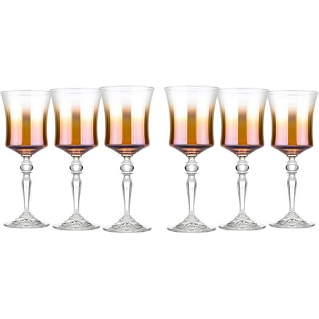 

Glasstar 8.25 Oz Caramel Ombre Lead-Free Crystal Unique Wine Glasses Wedding Gift Gift for Anniversary Set of 6