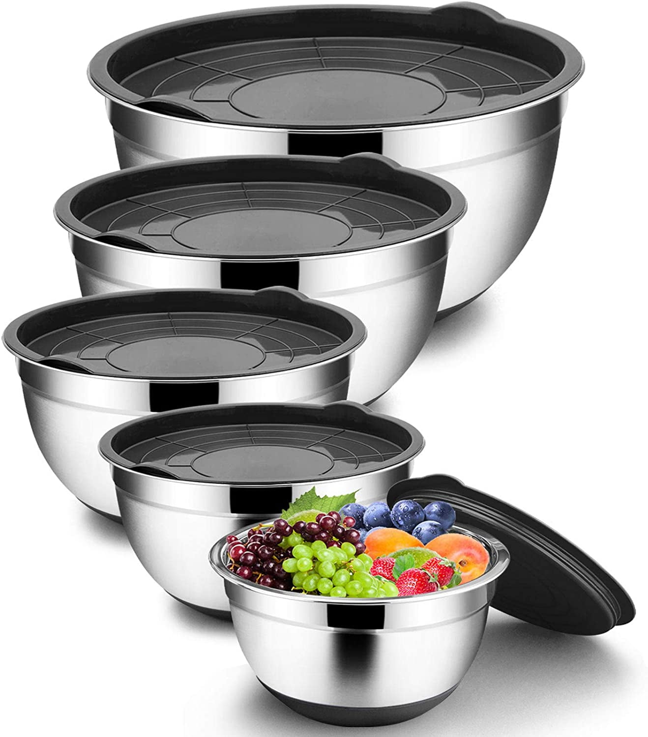 stainless steel mixing bowls with lids walmart