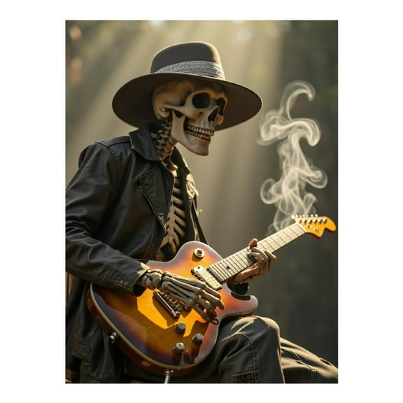 Diamond Art Kit for Adults, Skeleton Playing Guitar Outdoors Diamond Painting for Adults Beginners, DIY Diamond Art Painting Kits, 5D Diamond Painting Crafts for Home Decor 12x16 Frameless