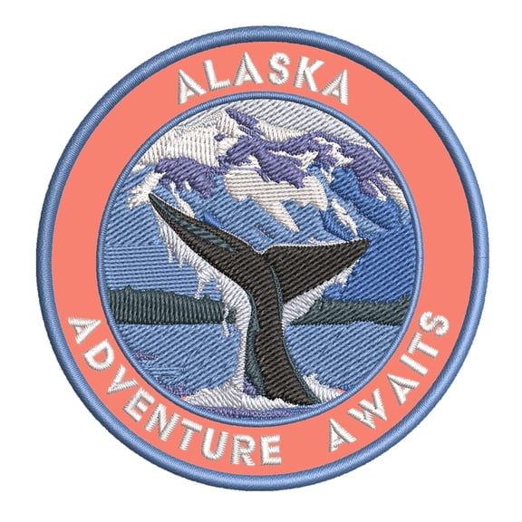 Adventure Awaits! Alaska 3.5 Inch Iron Or Sew On Embroidered Fabric Badge Patch Seek Adventure, National Park Iconic Series