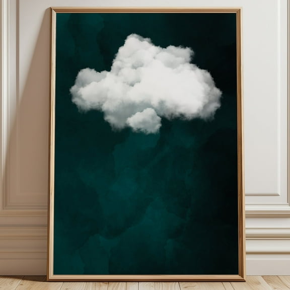 Cloud Print Wall Art - Dark Green Wall Art - Abstract Art - Minimalist Wall Art - Maximalist Decor Wall Art, Modern Wall Decor, 8x12 UNFRAMED