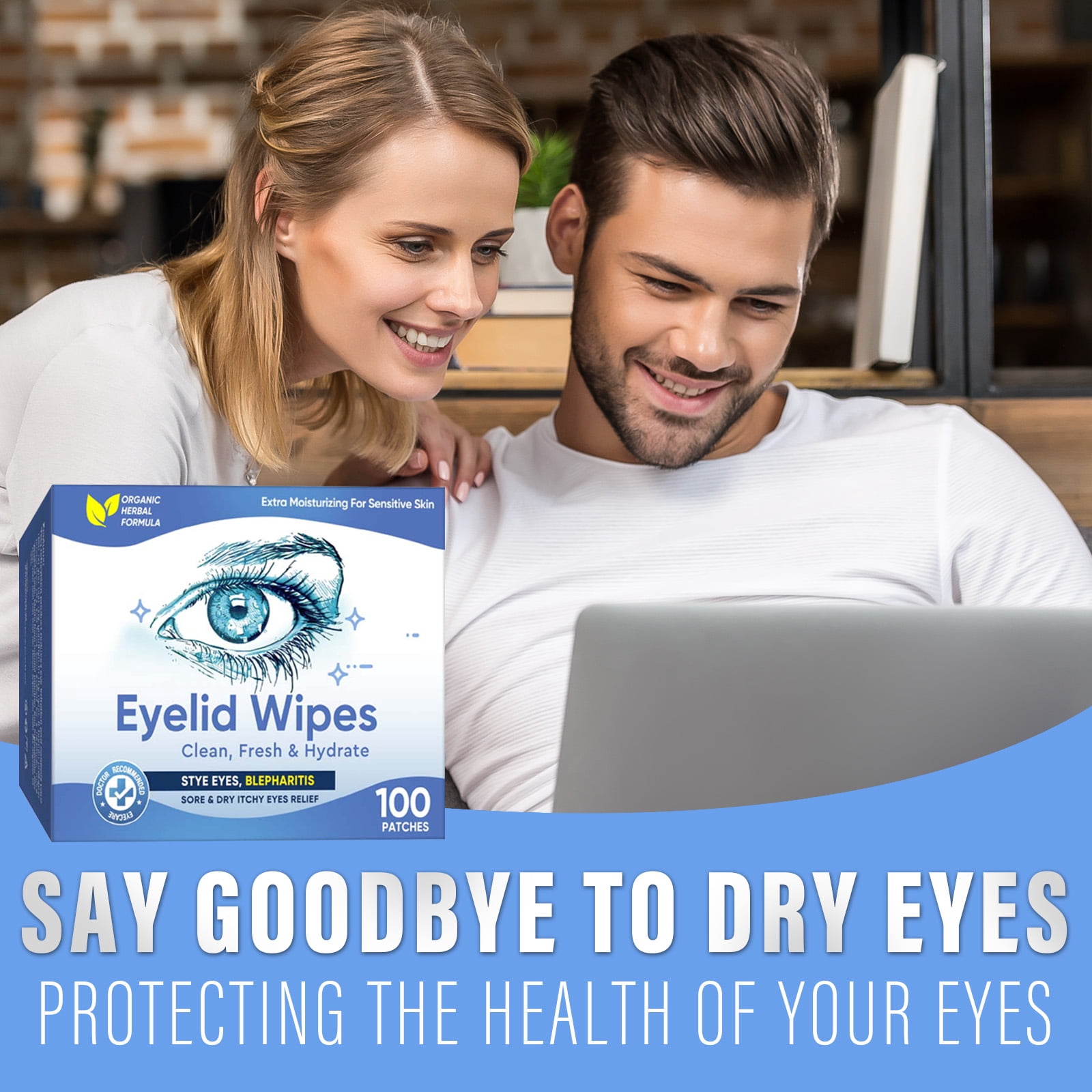 Eyelid Wipes Cleansing Wipes for Dry Eyes – Rinse Free Eye Lid Cleaning Wipes, Individually Wrapped Travel Eye Wipes, 100 Count