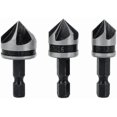 thumbnail image 1 of 3pcs 1/4 Inch Hex Shank 5 Flute 90 Degree Chamfering Countersink Drill Bit Set 12mm 16mm 19mm, 1 of 5