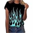 thumbnail image 1 of Blusa de manga corta con cuello redondo y estampado de llamas para mujer Pompotops hkajfhjk460454, 1 of 9