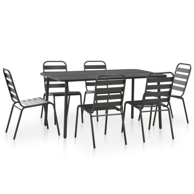 vidaXL Ensemble de Salle à Manger d'Extérieur 7 Pcs Acier Gris Foncé